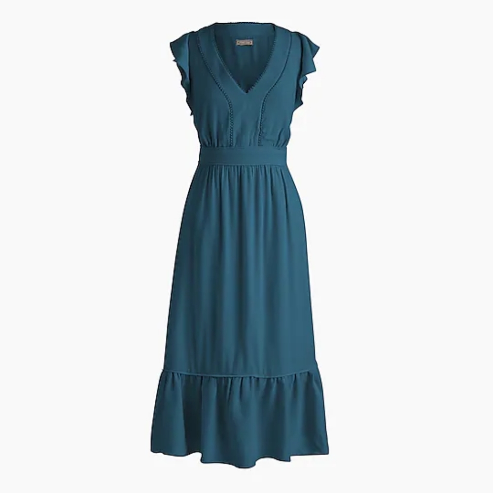 Point Sur V-neck ruffle knit dress